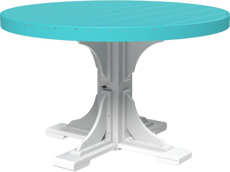 48-Inch Round Recycled Plastic Dining Table with Umbrella Hole