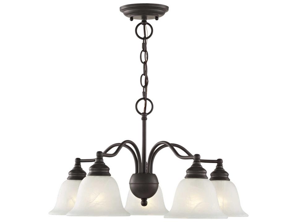 5-Light Essex Chandelier in Bronze with White Alabaster Glass