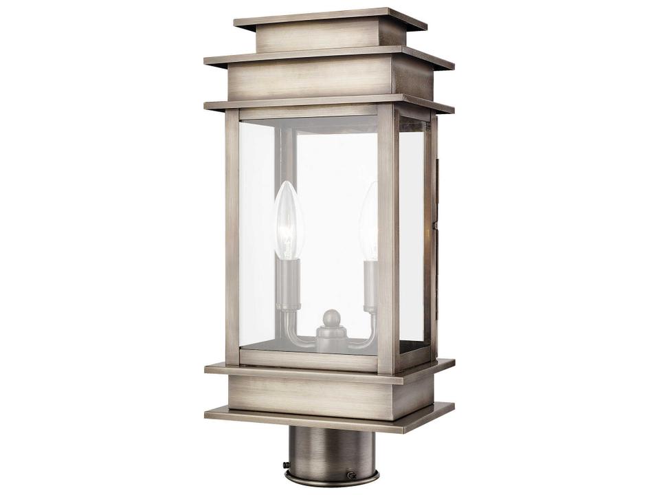 Princeton 2-Light Outdoor Post Top Lantern in Vintage Pewter