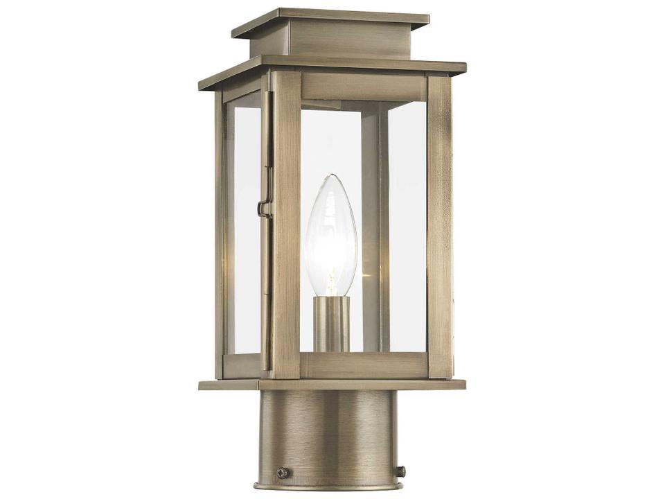 Princeton 1-Light Outdoor Post Light in Vintage Pewter with Clear Glass