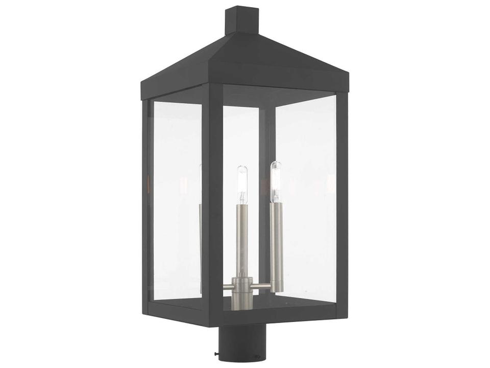 Nyack 3-Light Outdoor Post Light in Scandinavian Gray