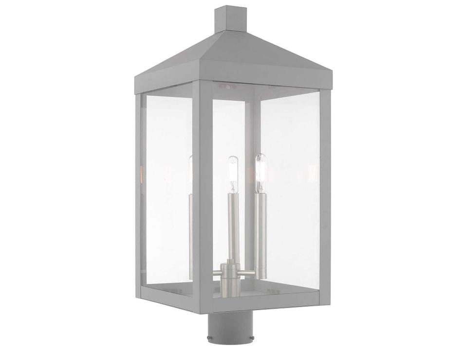Nyack 3-Light Outdoor Post Top Lantern in Nordic Gray
