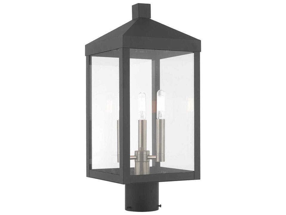 Nyack 3-Light Outdoor Post Light in Scandinavian Gray