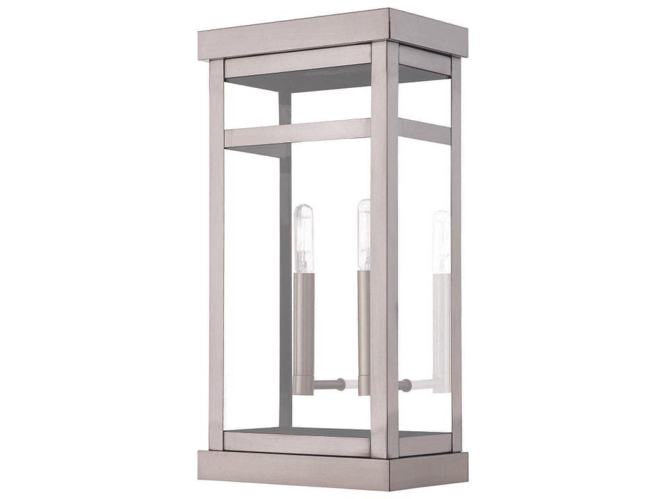 Hopewell 2-Light Outdoor Wall Lantern in Brushed Nickel