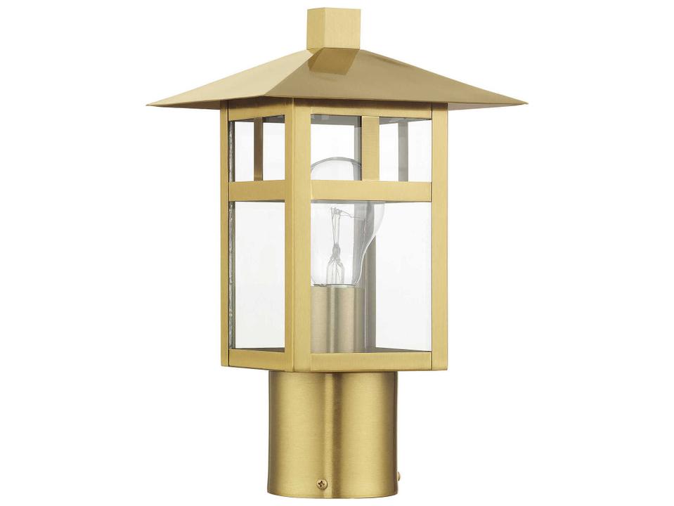 Crestlake 1-Light Outdoor Post Top Lantern in Satin Gold