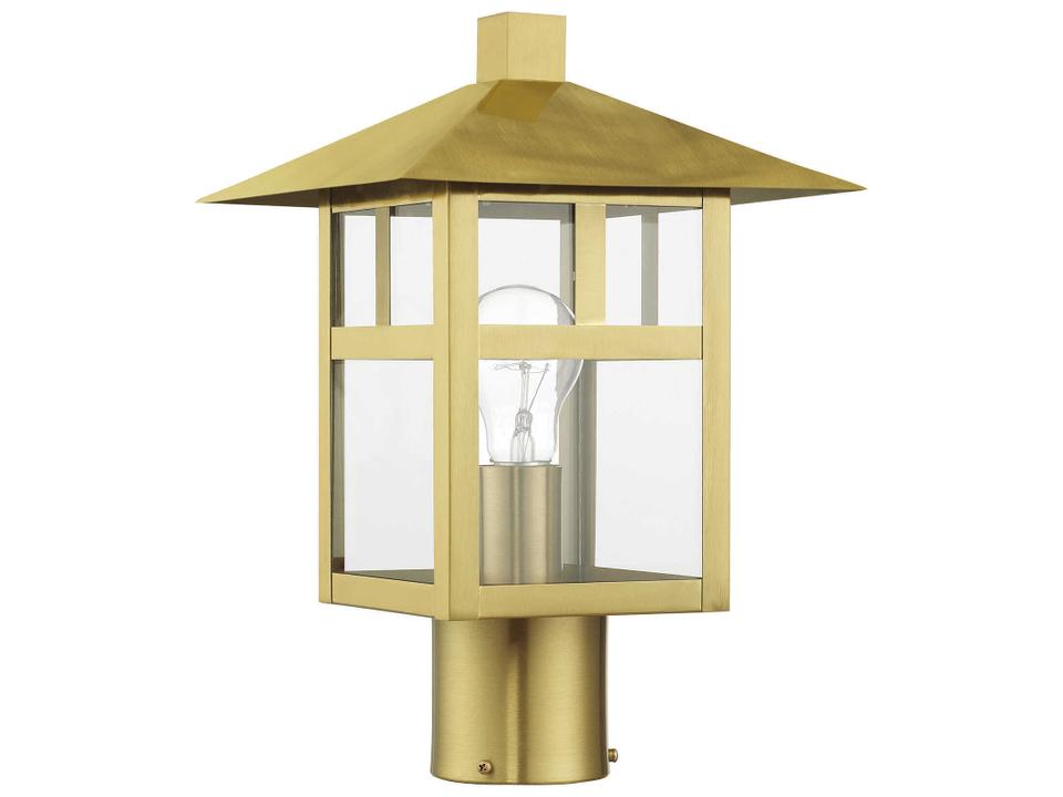 Crestlake 1-Light Outdoor Post Top Lantern in Satin Gold