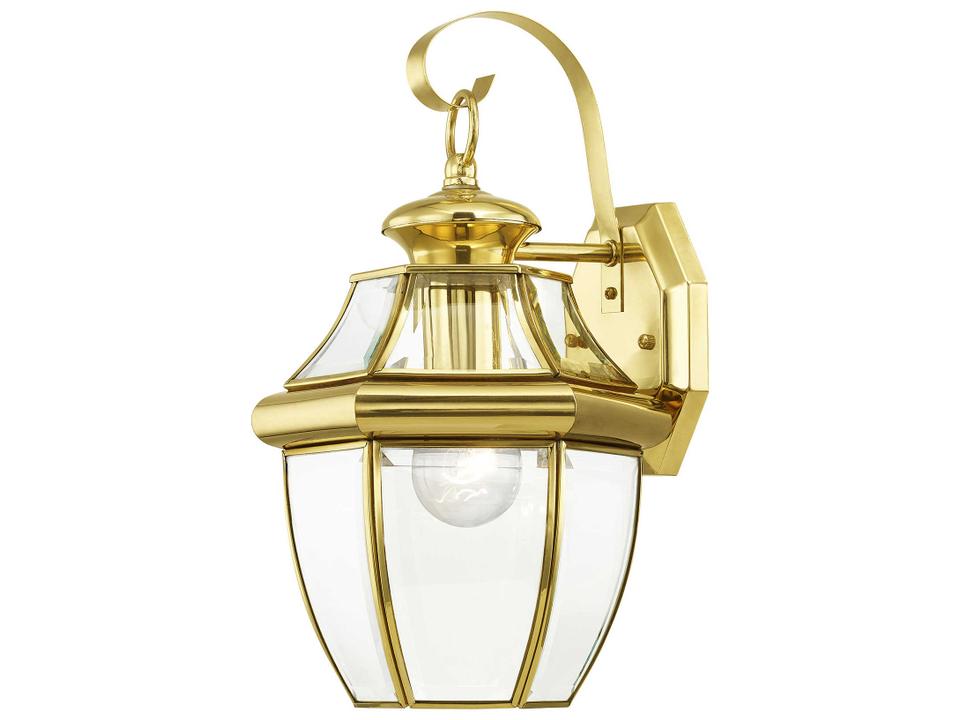 Monterey 1-Light Outdoor Wall Lantern in Polished Brass