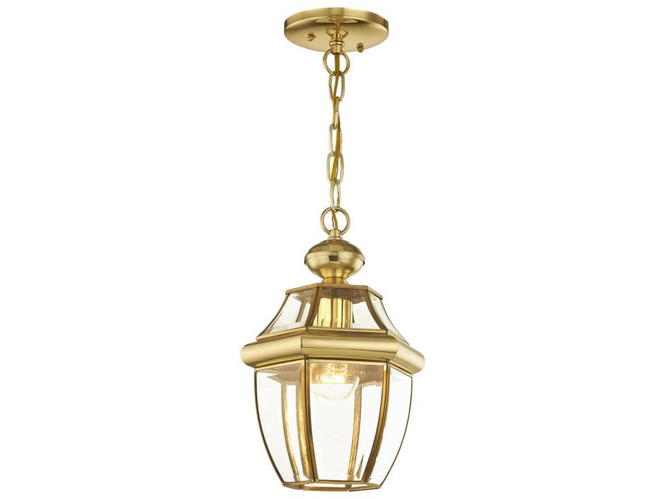 Monterey 1-Light Outdoor Hanging Lantern in Polished Brass