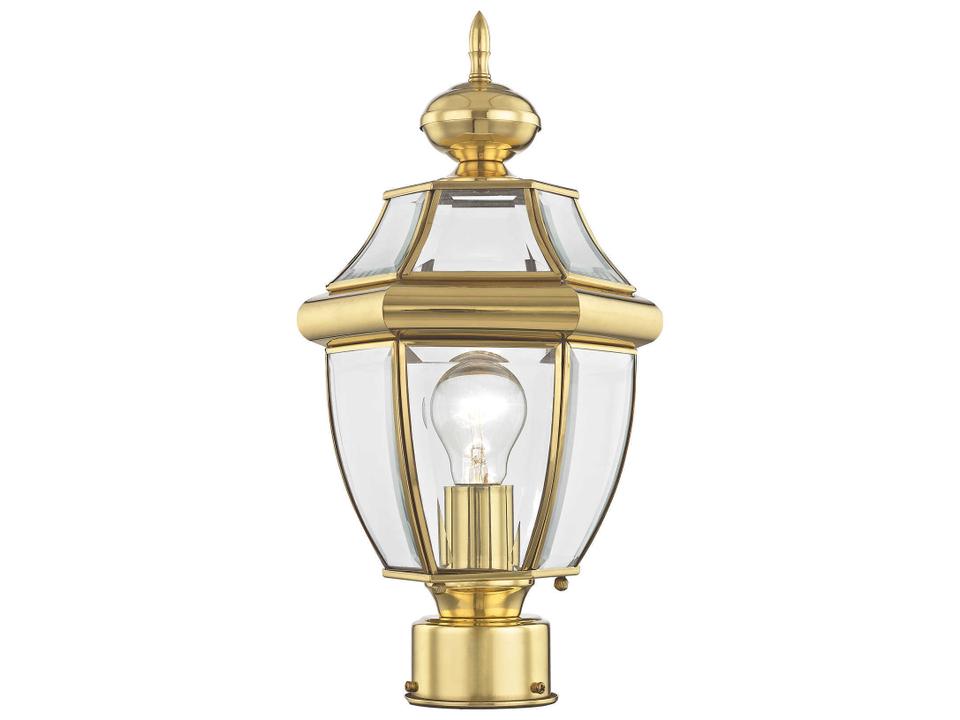 Monterey 1-Light Outdoor Post Top Lantern in Polished Brass