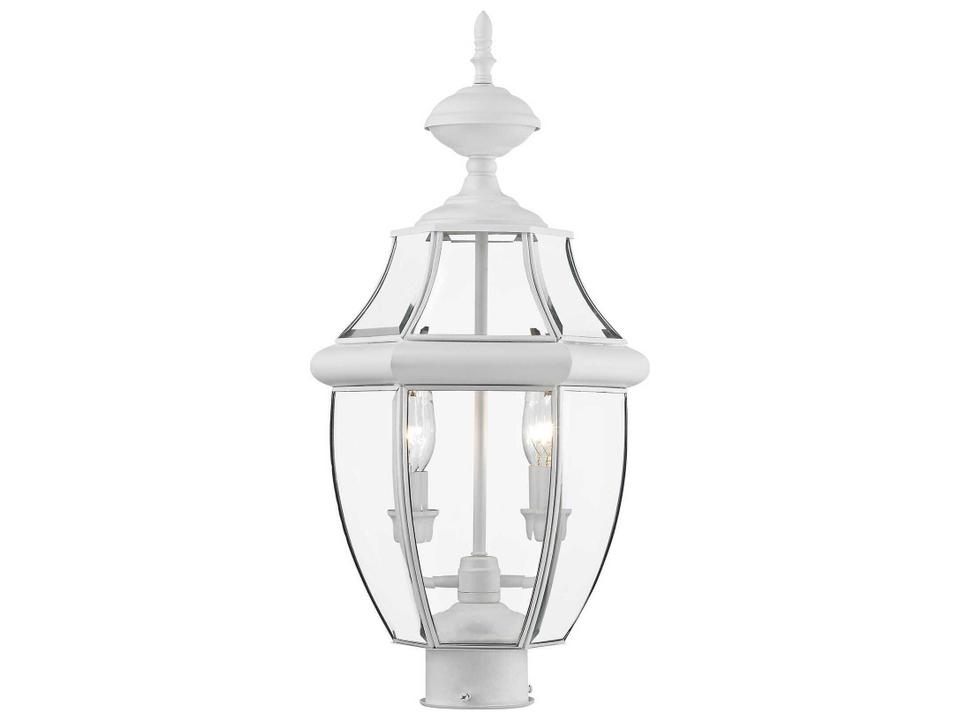 Monterey 2-Light White Outdoor Post Light with Clear Beveled Glass
