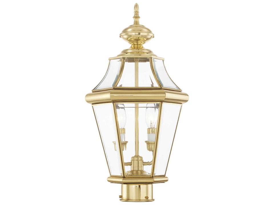 Georgetown 2-Light Outdoor Post Light in Polished Brass