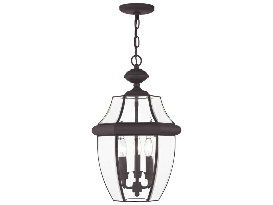 Monterey 3-Light Solid Brass Outdoor Hanging Light in Bronze