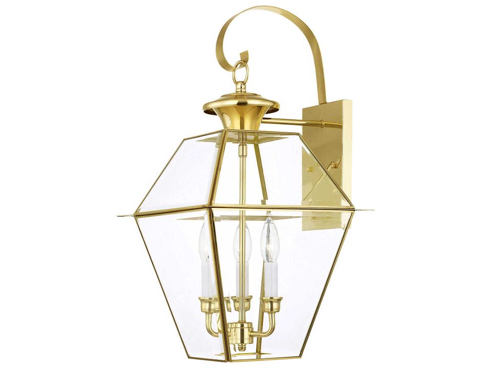 Westover 3-Light Outdoor Wall Light in Polished Brass