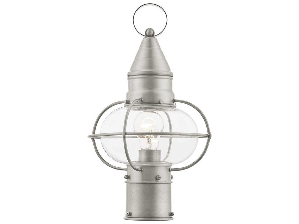 Newburyport 1-Light Outdoor Post Lantern in Brushed Nickel