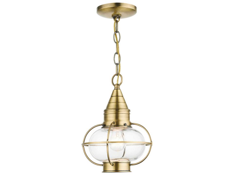 Newburyport 1-Light Outdoor Pendant Light in Antique Brass