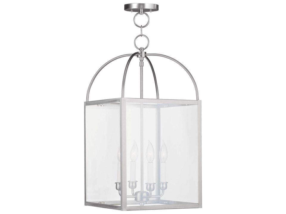 Milford 4-Light Brushed Nickel Steel Lantern Chandelier