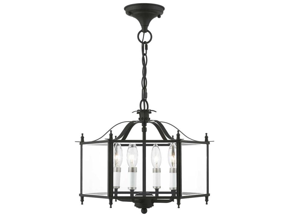 Livingston 4-Light Black Brushed Nickel Chandelier with Clear Beveled Glass