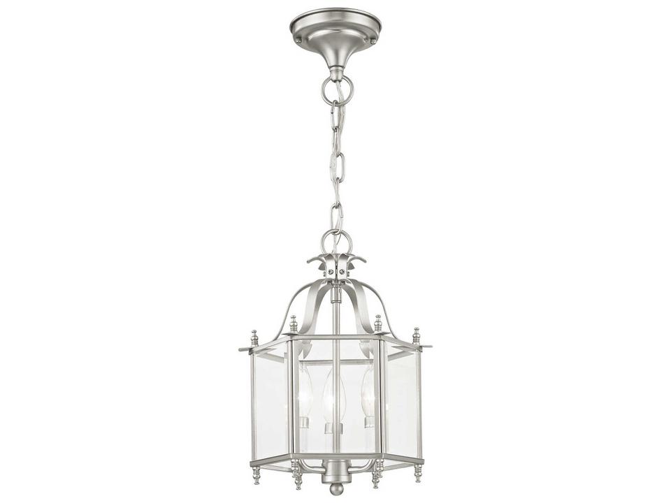Livingston 3-Light Brushed Nickel Convertible Lantern Chandelier