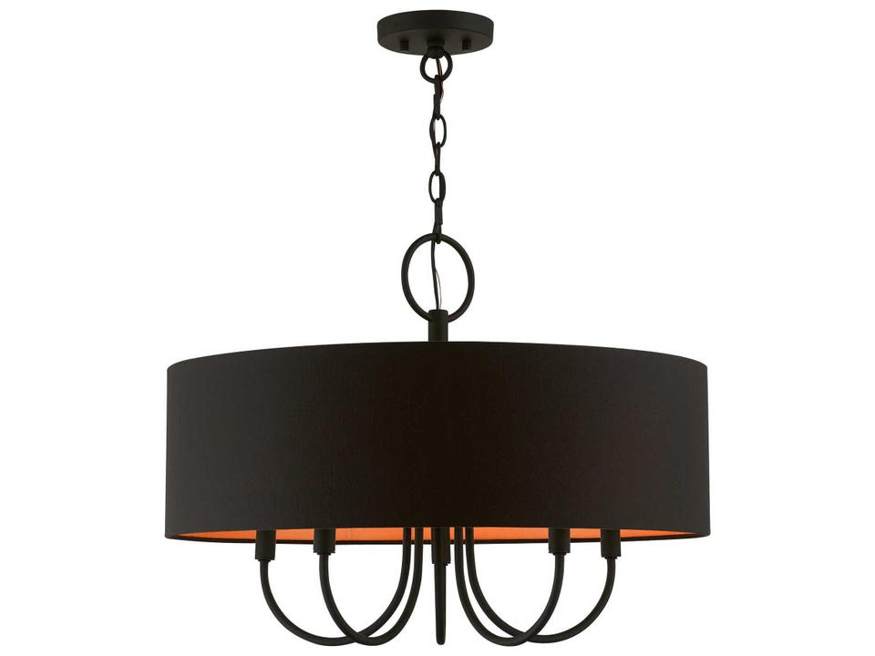 Bradhurst 5-Light Black Drum Chandelier with Orange Interior
