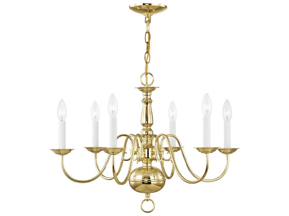 6-Light Williamsburgh Chandelier in Polished Brass