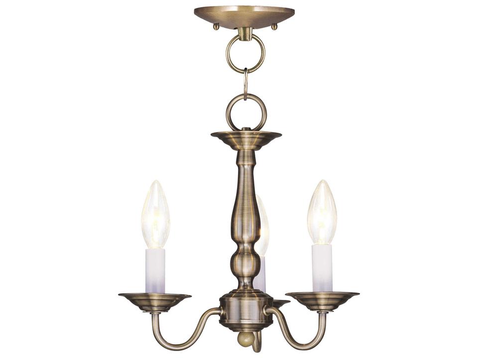 3-Light Williamsburgh Candelabra Chandelier in Antique Brass