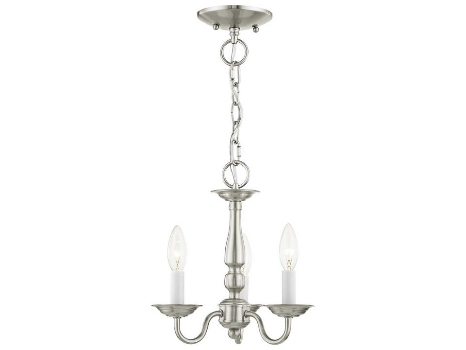 3-Light Williamsburgh Convertible Mini Chandelier Ceiling Mount in Brushed Nickel