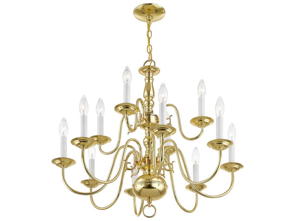 12-Light Williamsburgh Chandelier in Polished Brass