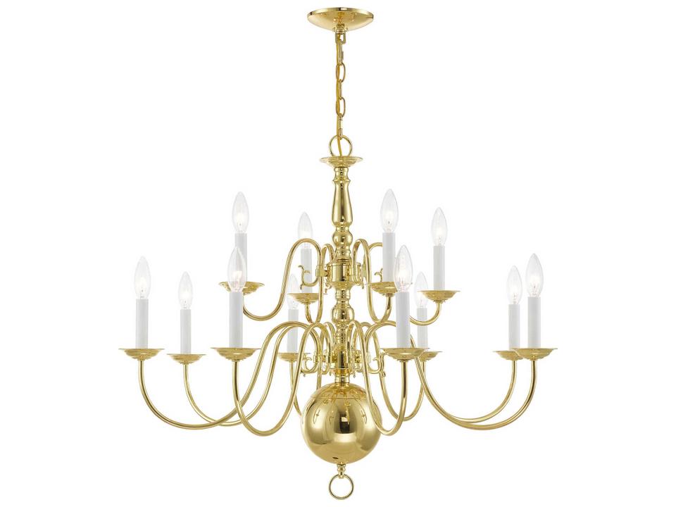 12-Light Williamsburgh Chandelier in Polished Brass