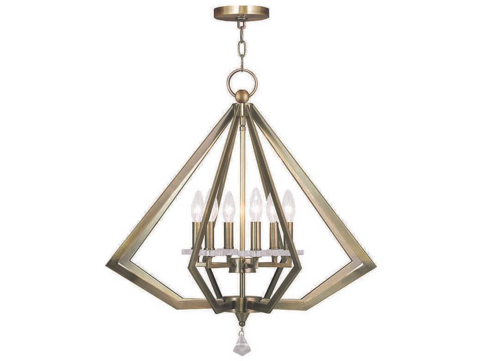Livex Lighting Pennington 6-Light Antique Gold Leaf Bronze Crystal