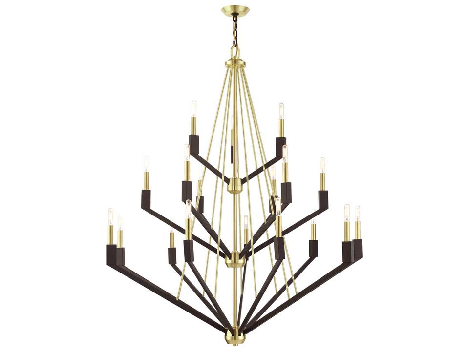 Beckett 18-Light Tiered Chandelier in Satin Brass and Bronze
