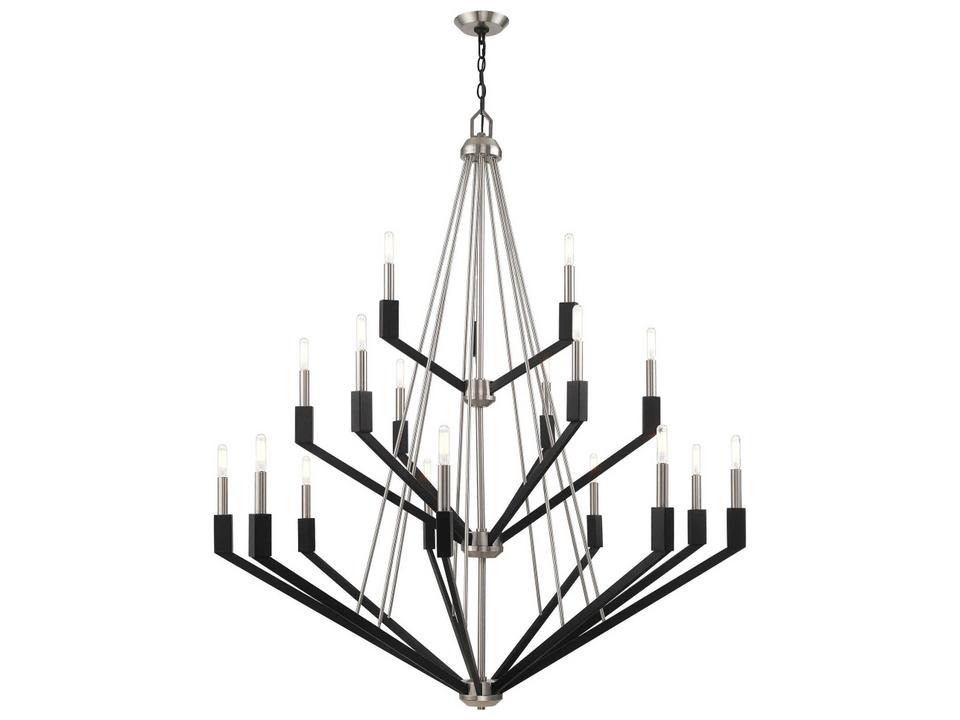 Beckett 18-Light Candelabra Tiered Chandelier in Brushed Nickel Black
