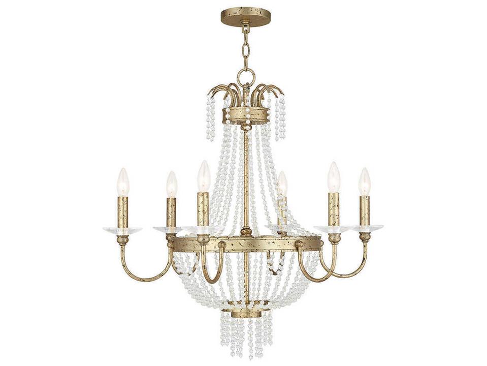 Valentina 6-Light Crystal Candelabra Chandelier in Hand Applied Winter Gold