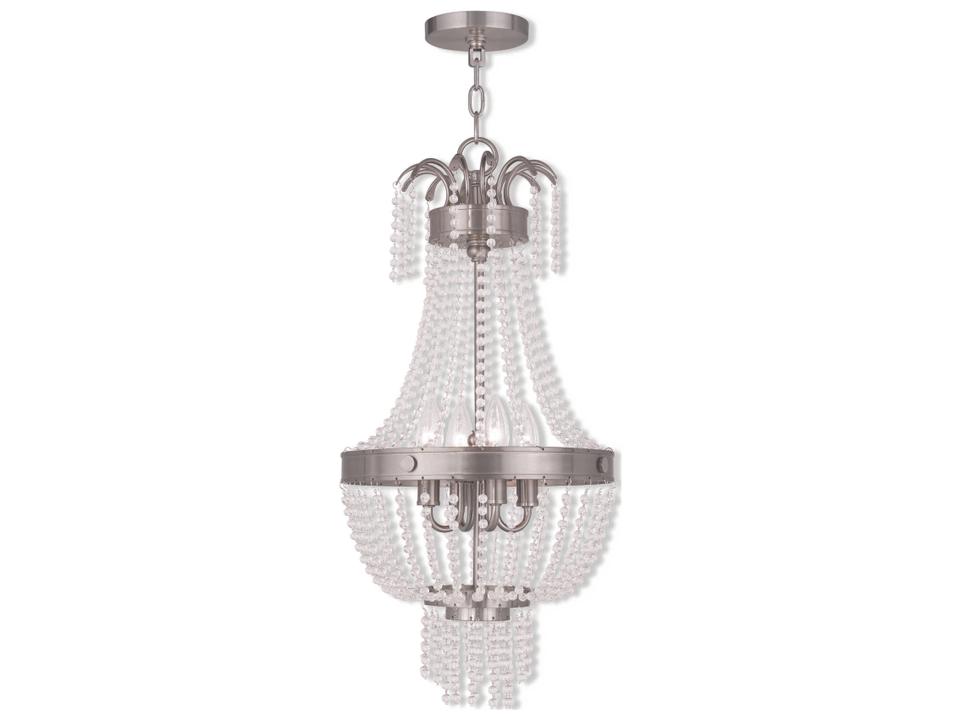 Valentina 4-Light Brushed Nickel Crystal Candelabra Chandelier