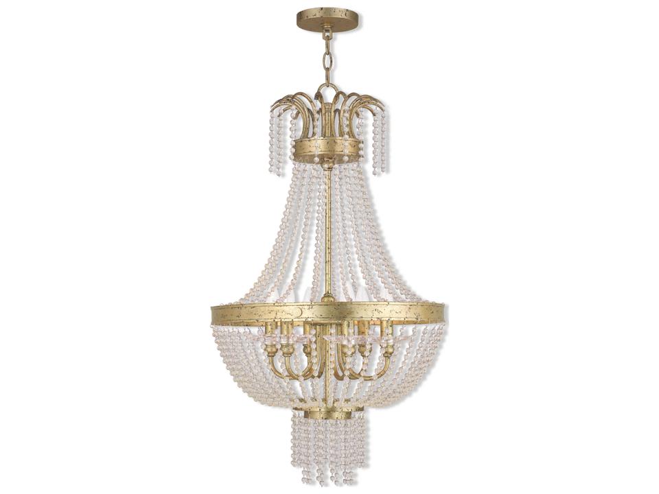 Livex Lighting Pennington 6-Light Antique Gold Leaf Bronze Crystal