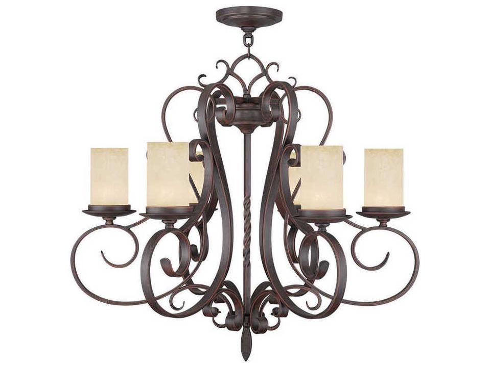 Millburn Manor 6-Light Imperial Bronze Chandelier with Vintage Scavo Glass