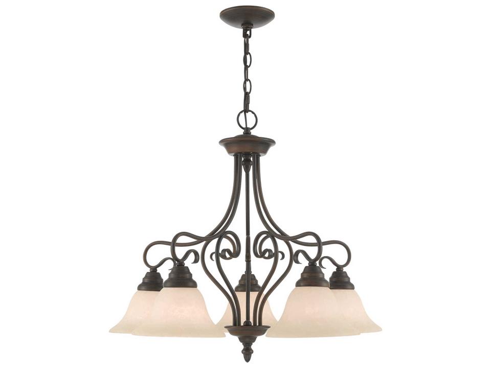 Coronado 5-Light Chandelier in Imperial Bronze with Vintage Scavo Glass
