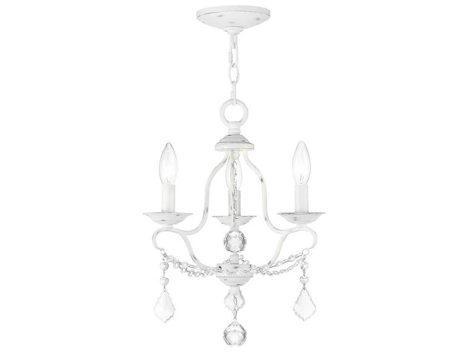 Chesterfield 3-Light Antique White Crystal Mini Chandelier