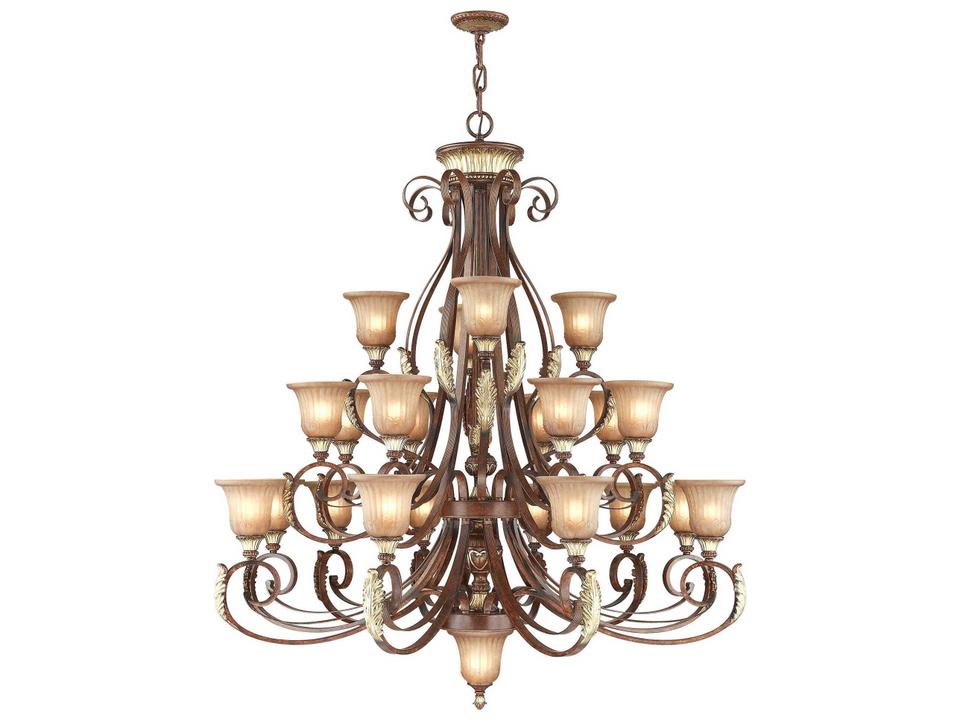 23-Light Villa Verona Chandelier in Verona Bronze with Aged Gold Leaf