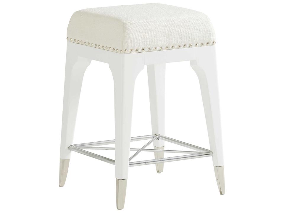 Avondale Northbrook Upholstered Counter Stool in Alabaster with Nailhead Trim
