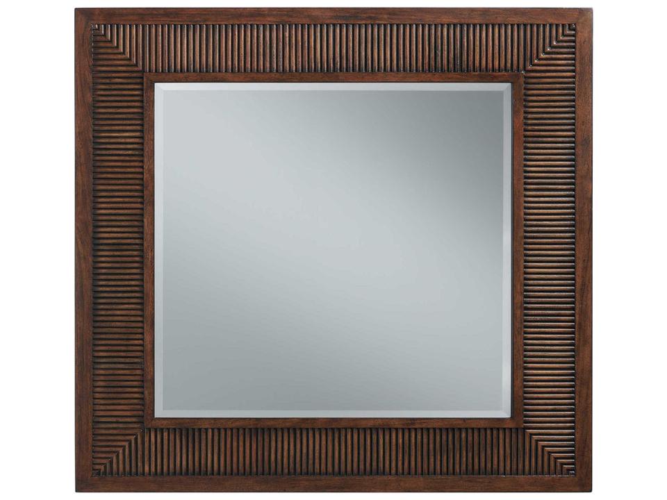 Silverado Helena Square Wall Mirror in Rich Walnut Finish