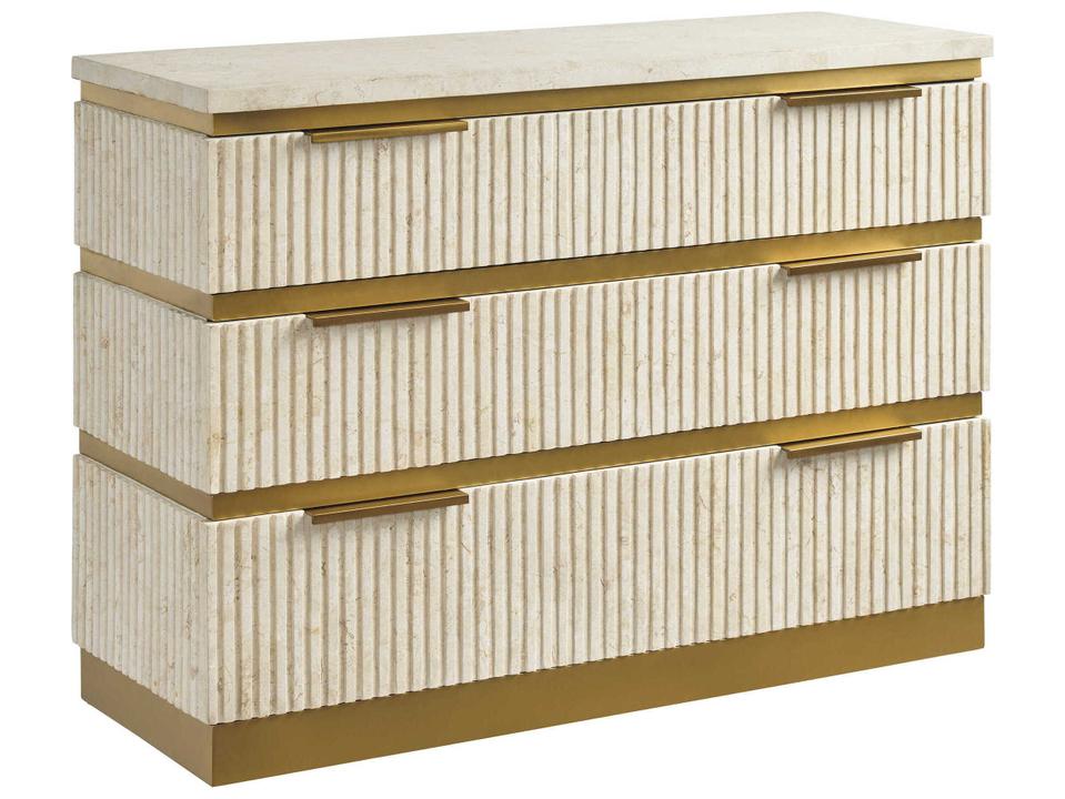 La Costa Montage Gold Accent Chest in Neutral Limestone