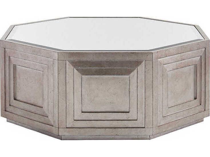 Ariana Rochelle Octagonal Mirrored Top Coffee Table in Silver Leaf