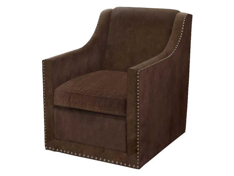 Barrier Upholstered Swivel Accent Chair with Nailhead Trim