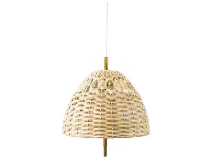 Ama 2-Light Polished Brass Brown Bell Pendant