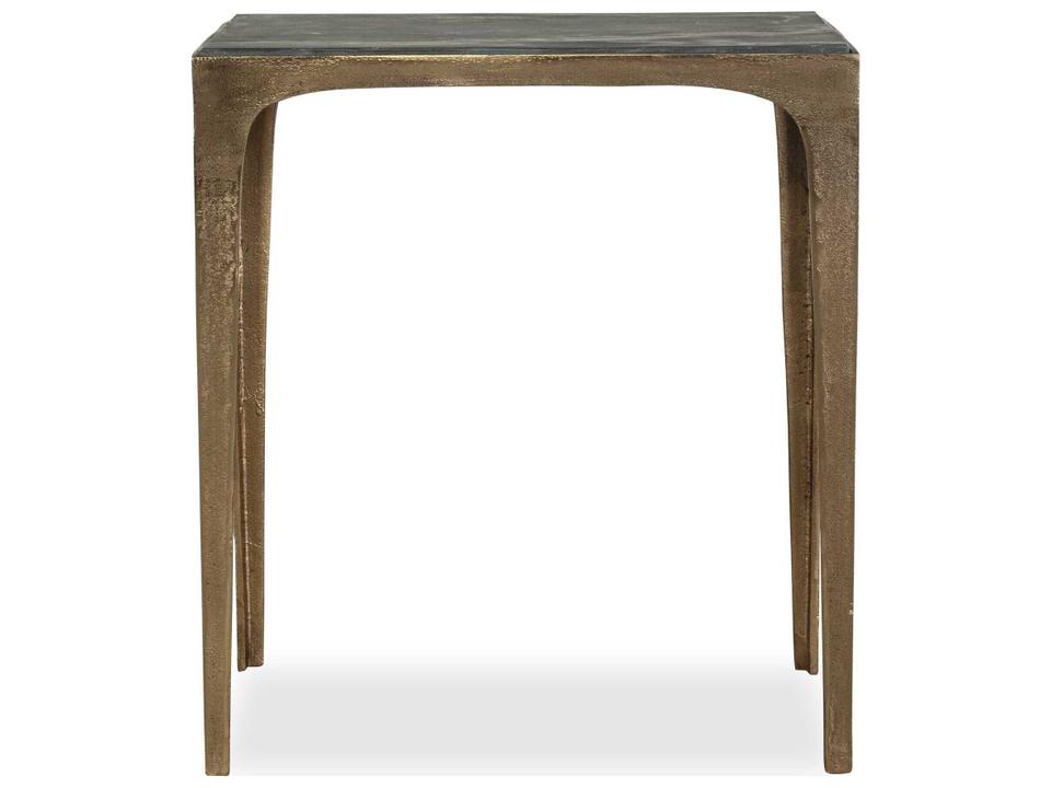 Illumination Rectangular Marble Brass Antique Black End Table