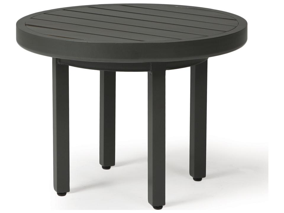 Trinidad 24-Inch Round Slatted Aluminum End Table