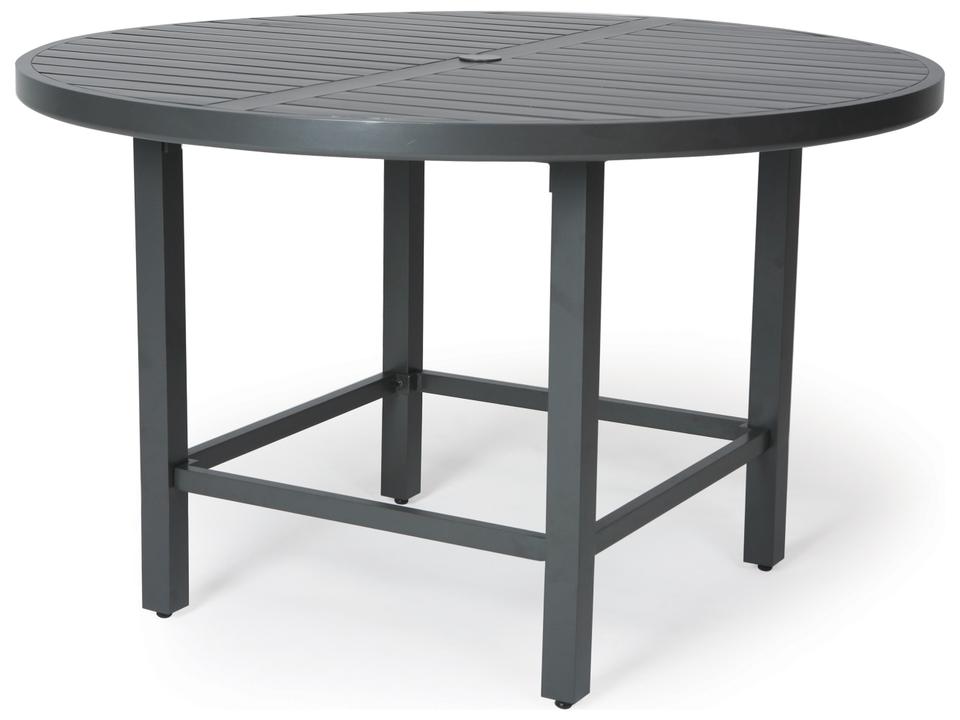 Trinidad Slat 60 Inch Round Counter Height Table with Umbrella Hole