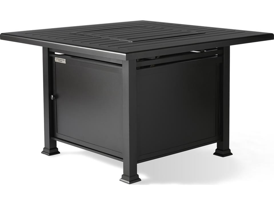 Pasa Robles Square F-Slatted Aluminum Chat Height Fire Pit Table