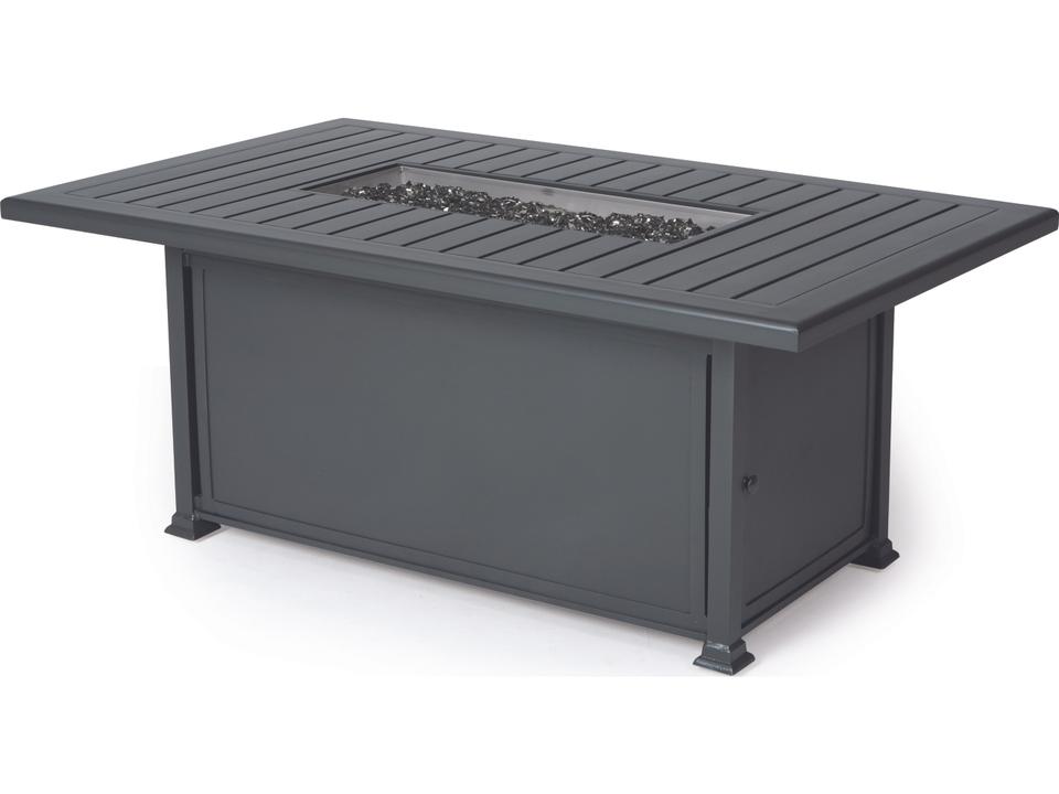 Pasa Robles Rectangular Aluminum F-Slat Chat Height Fire Pit Table