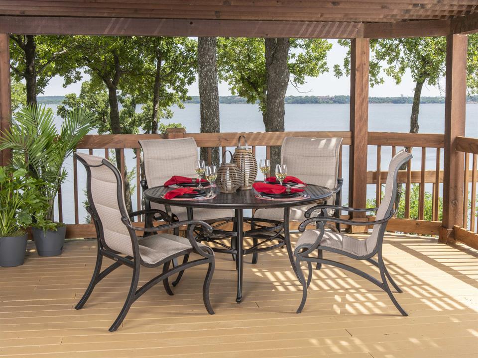 Volare Padded Sling Cast Aluminum Outdoor Dining Set